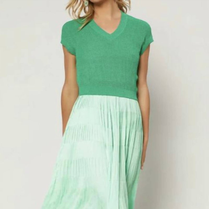 Shop Current Air Cami Dress Sweater Set With Pleats On Skirt In Green
