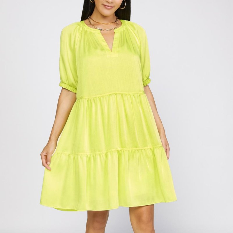 Shop Current Air Flowy Tiered Short Dress In Yellow