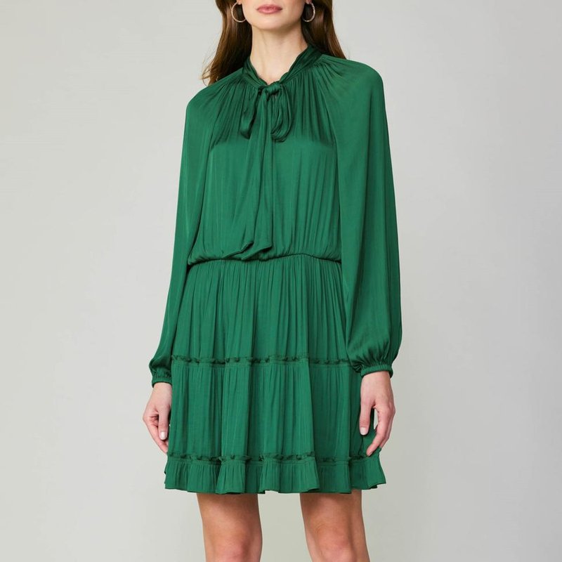 Shop Current Air High Neck Tiered Dress In Green