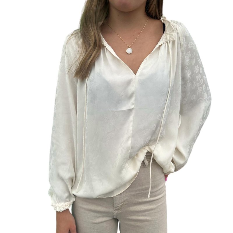 Shop Current Air Long Sleeve Blouse In Ecru In White