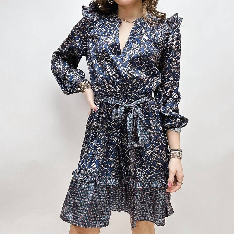 Shop Current Air Mindy Mini Dress In Navy Multi Floral In Blue