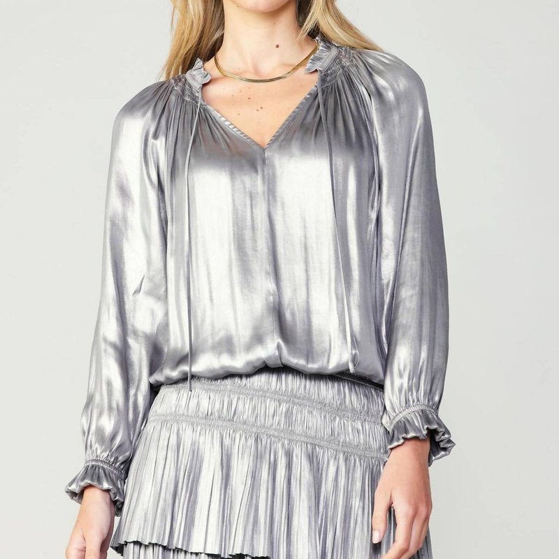 Shop Current Air Pleated Long Sleeve Mini Dress In Grey