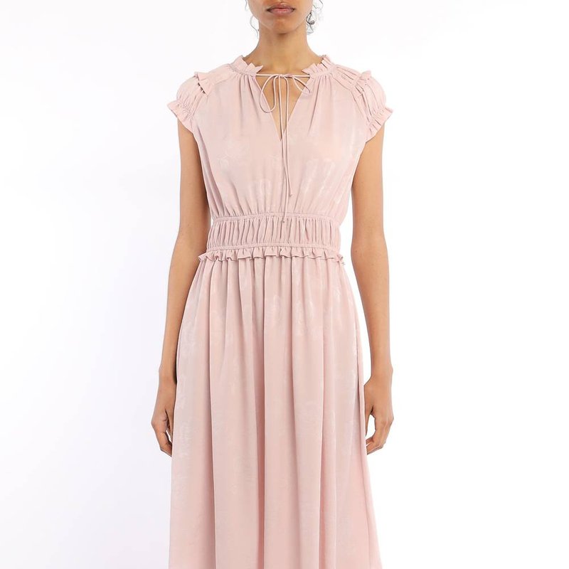 Current Air Rosette Mid Length Smocked Waist Dress In Pink