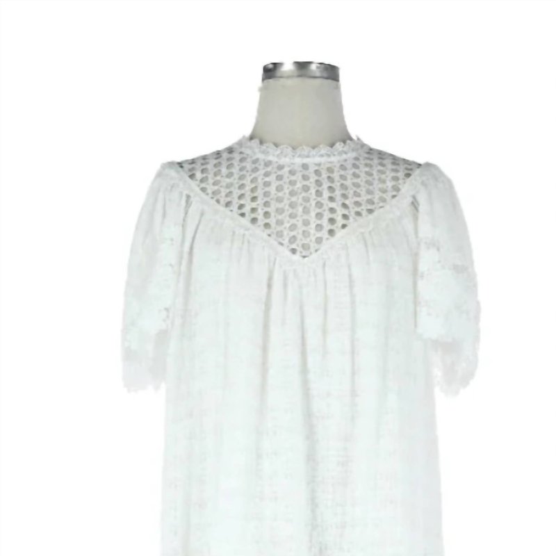 Current Air Short Sleeve Lace Dress In White