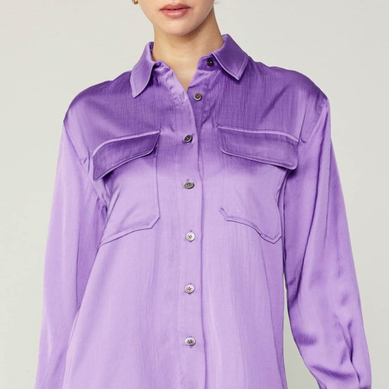 Shop Current Air Silky Buttoned Shirt In Purple