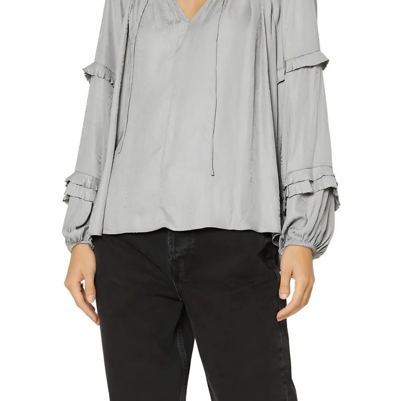 Shop Current Air Split Neck Long Sleeve Top In Grey
