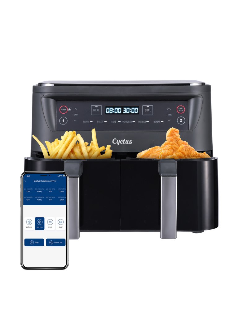 Smart 6-In-1 Air Fryer With 2 Independent Frying Baskets - Grey