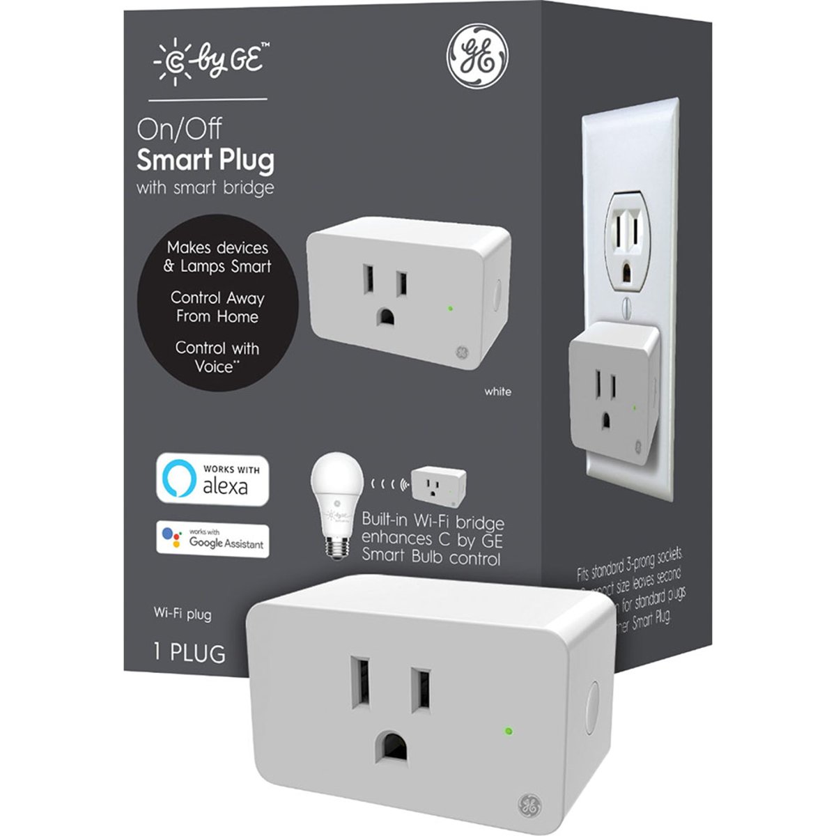 GE Cync Outdoor Smart Plug, Works with Alexa and Google Assistant, WiFi  Enabled, No Hub Required, Black, 1 ct