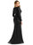 Long Sleeve Draped Wrap Stretch Satin Mermaid Dress With Slight Train - CS102