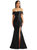 Off-The-Shoulder Corset Stretch Satin Mermaid Dress With Slight Train - CS101 - Black