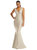 Shirred Shoulder Stretch Satin Mermaid Dress with Slight Train - CS100 - Champagne