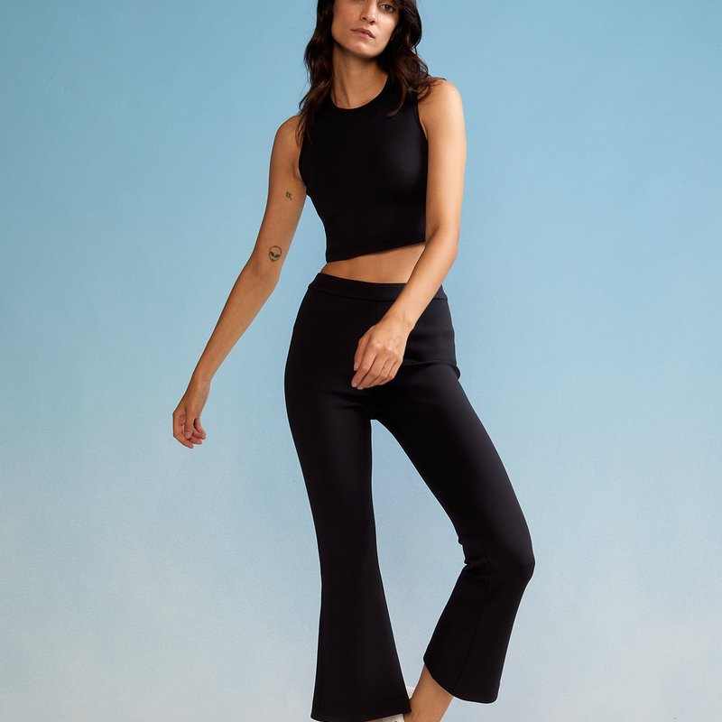 Cynthia Rowley Bonded Cropped Flare Pant In Black