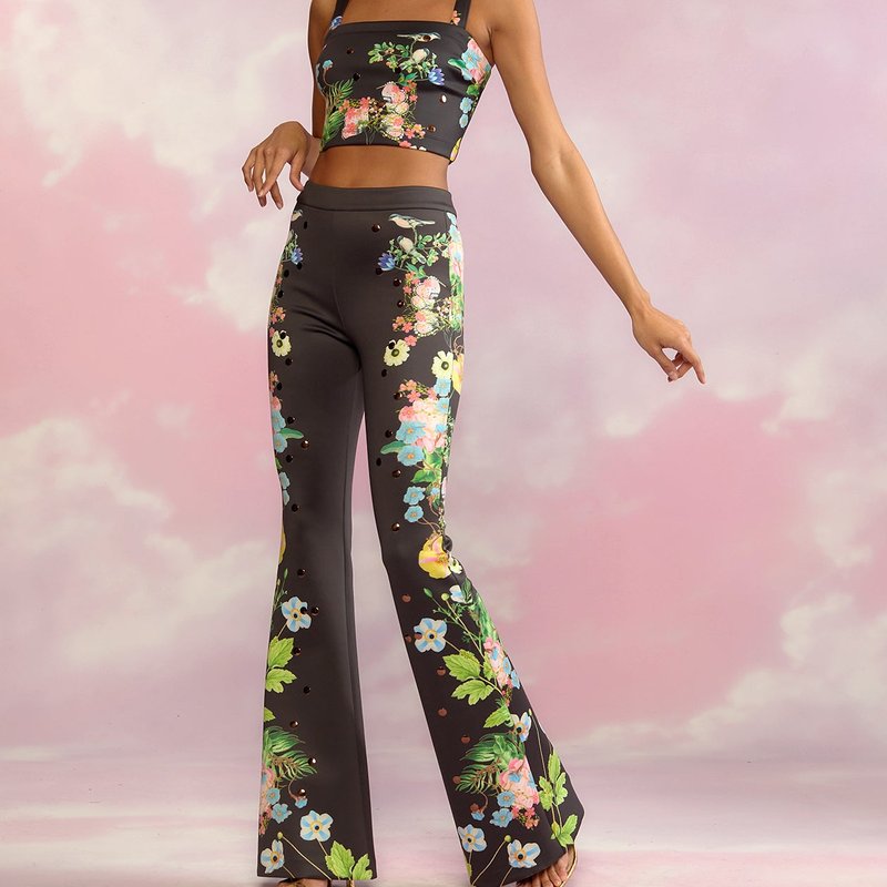 CYNTHIA ROWLEY BONDED FIT AND FLARE PANT