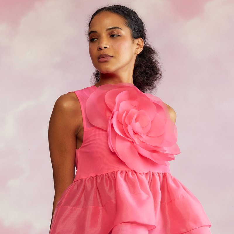 Shop Cynthia Rowley Chloe Organza Flower Top In Pink