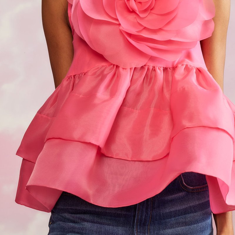 Shop Cynthia Rowley Chloe Organza Flower Top In Pink