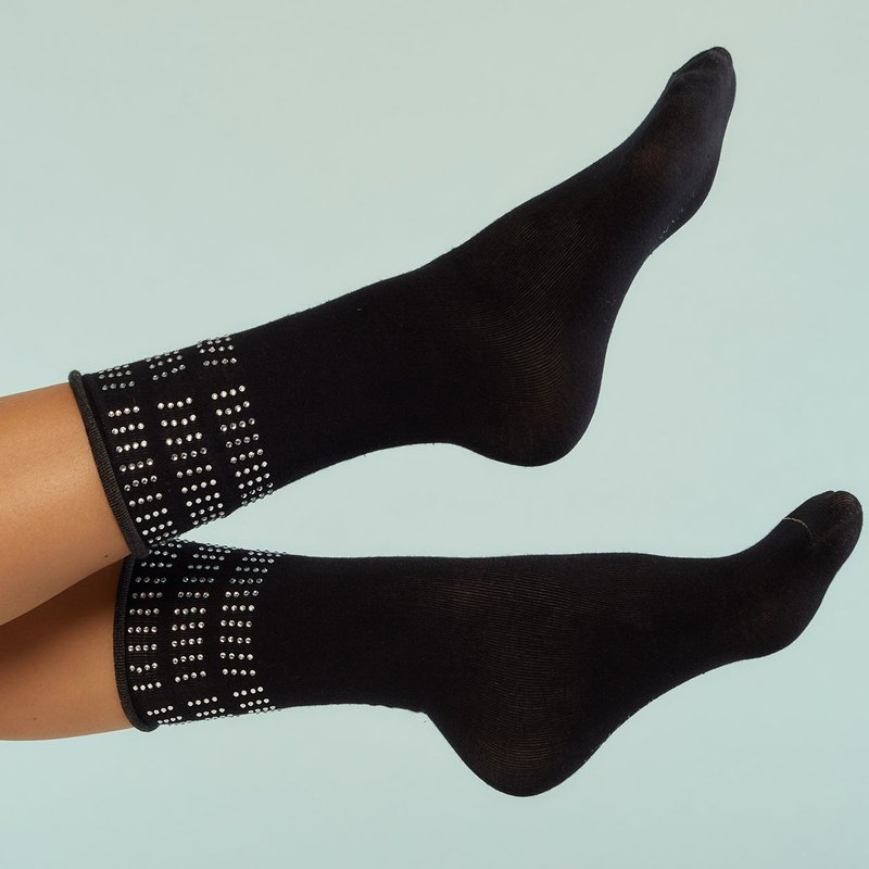 Cynthia Rowley Crystal Sport Socks In Black