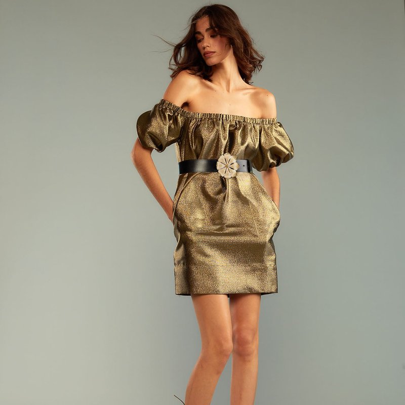 Cynthia Rowley Electra Metallic Dress In Gold