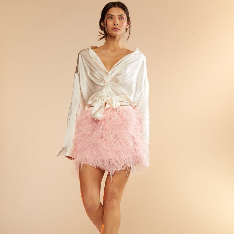 Cynthia Rowley Feather Skirt In Pink