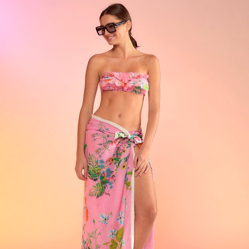 Shop Cynthia Rowley Flirt Ruffle Bikini Top In Pink