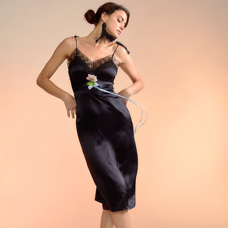 Shop Cynthia Rowley Iris Silk Slip Dress In Black