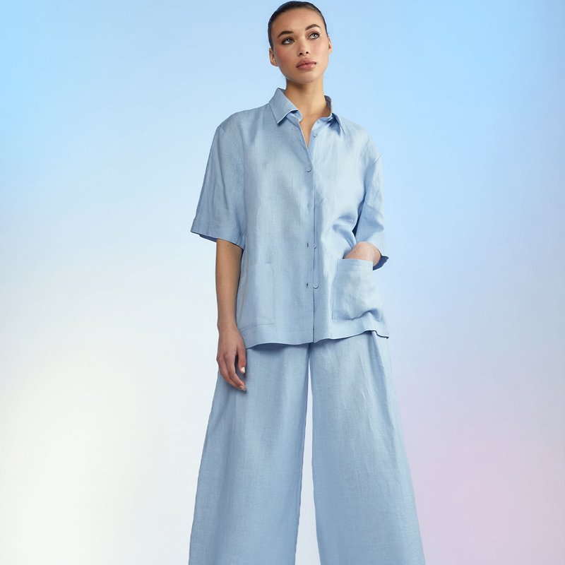 Cynthia Rowley Isola Linen Pants In Blue