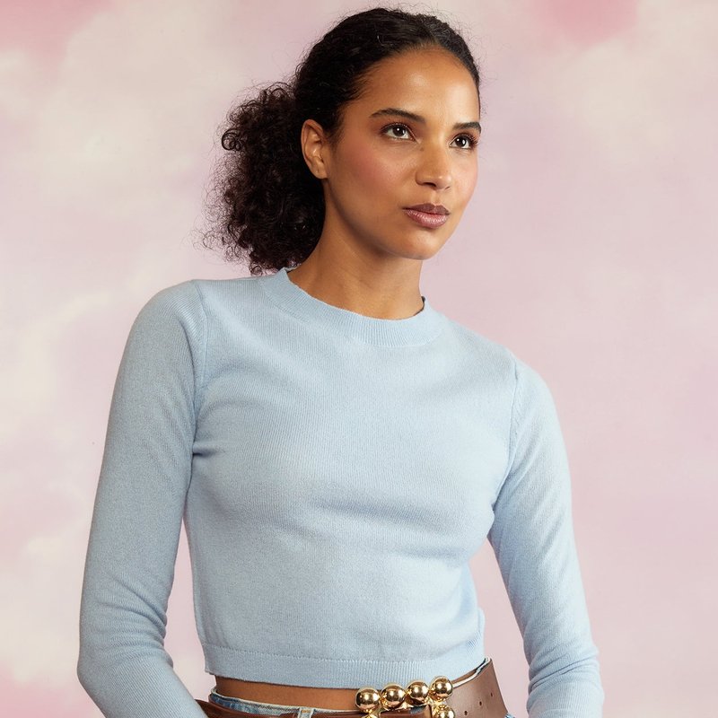Cynthia Rowley Kendal Cropped Sweater In Blue