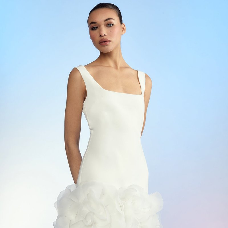 Shop Cynthia Rowley Kourtney Organza Flower Hem Dress In White