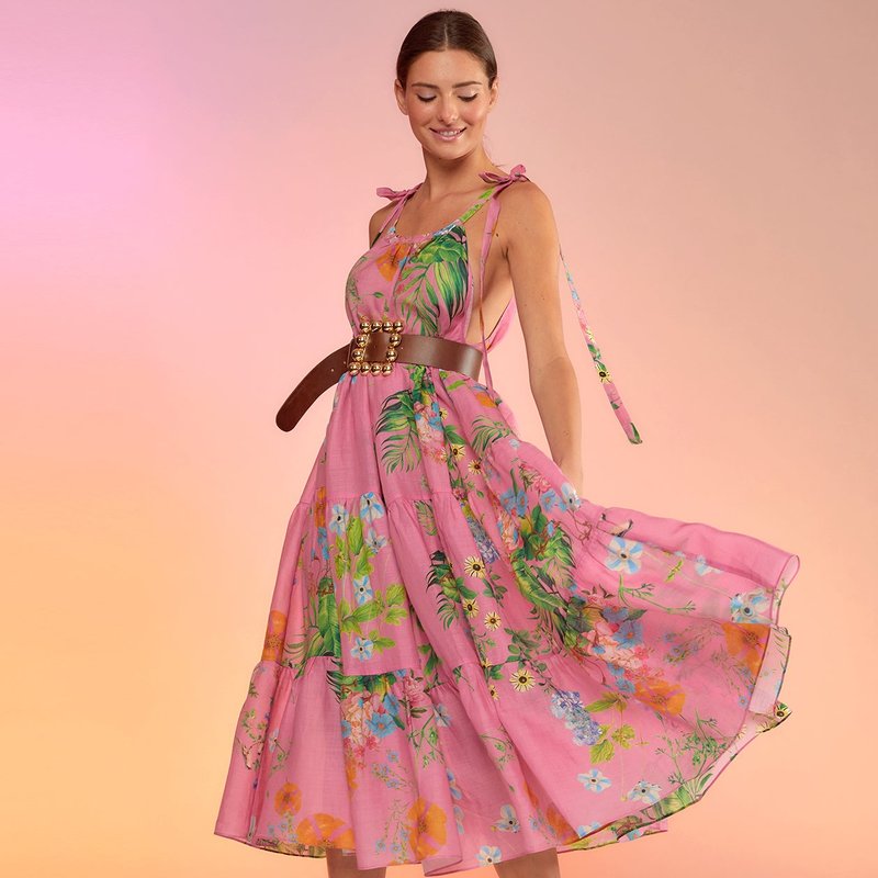 Shop Cynthia Rowley Layla Linen Halter Dress In Pink