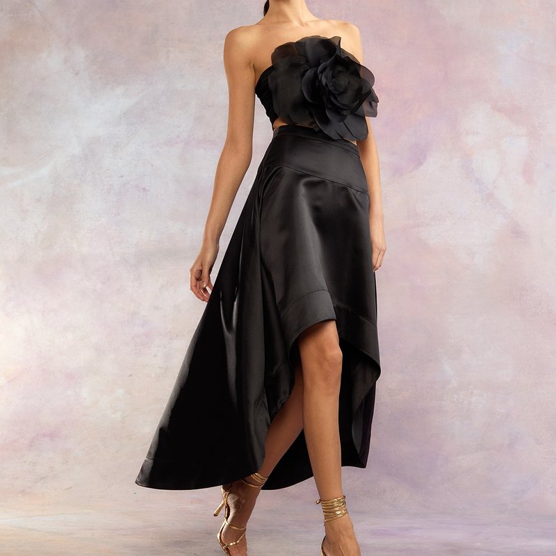 Cynthia Rowley Livia Satin Skirt In Black