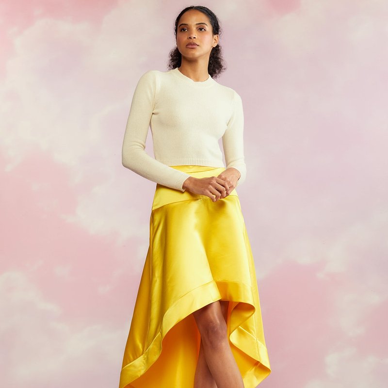 Cynthia Rowley Livia Satin Skirt In Yellow