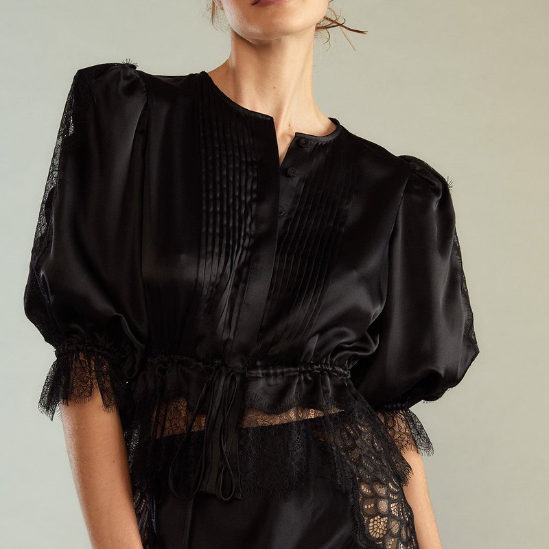 Shop Cynthia Rowley Lure Lace Blouse In Black