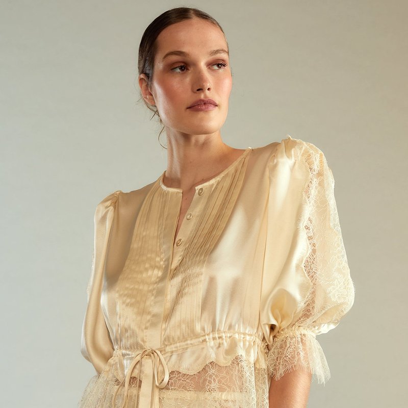 Cynthia Rowley Lure Lace Blouse In White