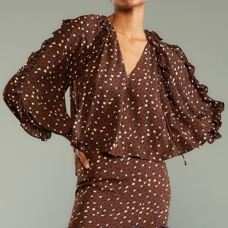 Cynthia Rowley Women's Silk Cheetah Blouse In Brown