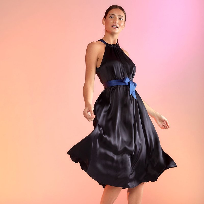 Shop Cynthia Rowley Salerno Silk Halter Dress In Black
