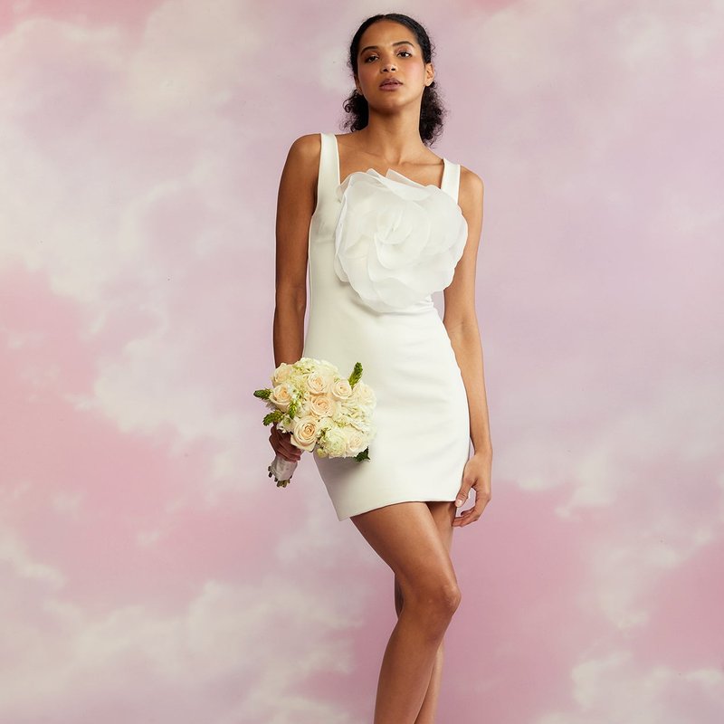 Cynthia Rowley Sofia Organza Flower Dress In White