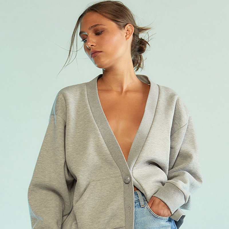 Shop Cynthia Rowley Sweatshirt Cardigan In Grey