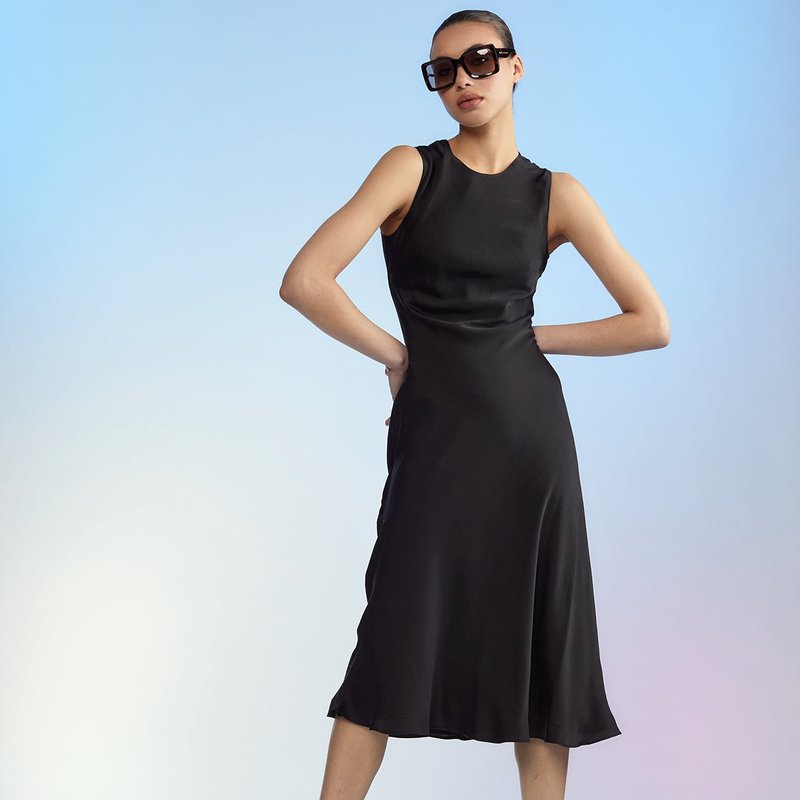 Cynthia Rowley Women's Silk Satin Sleeveless Midi-dress In Black