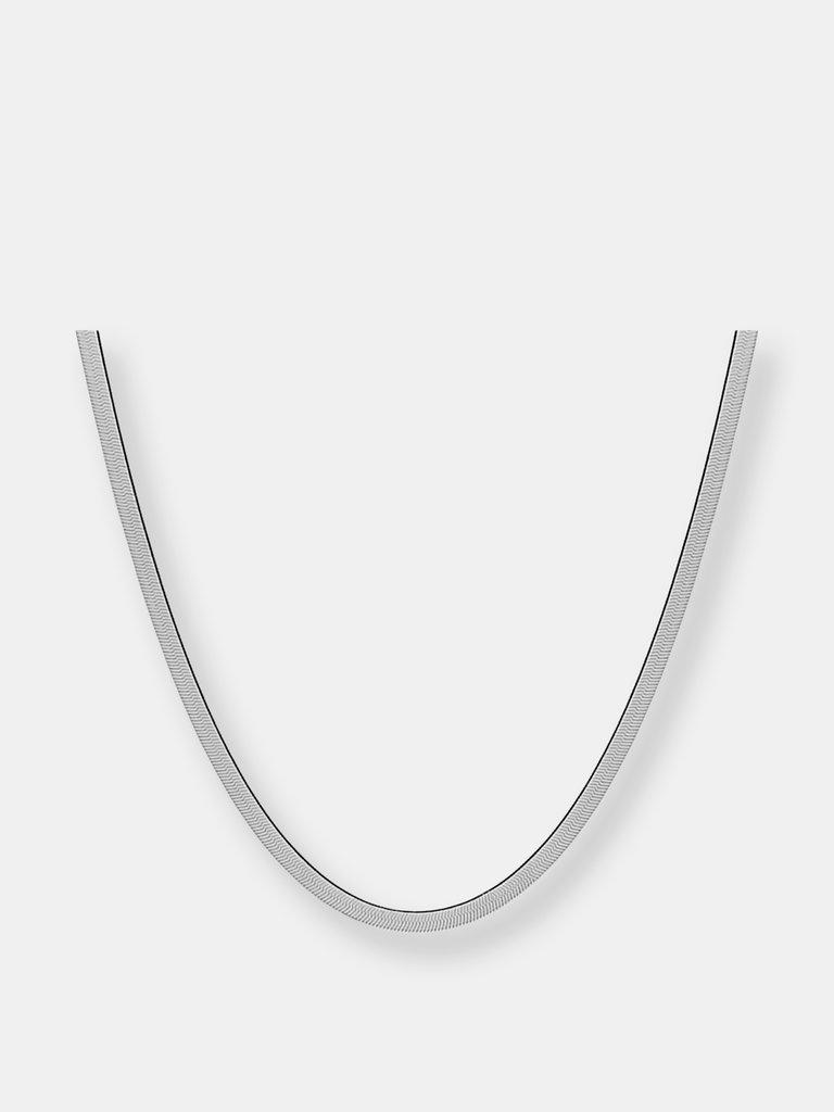 Silver Herringbone Chain Necklace - Silver