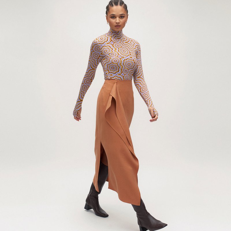 Shop Daige Janice Midi Skirt In Brown