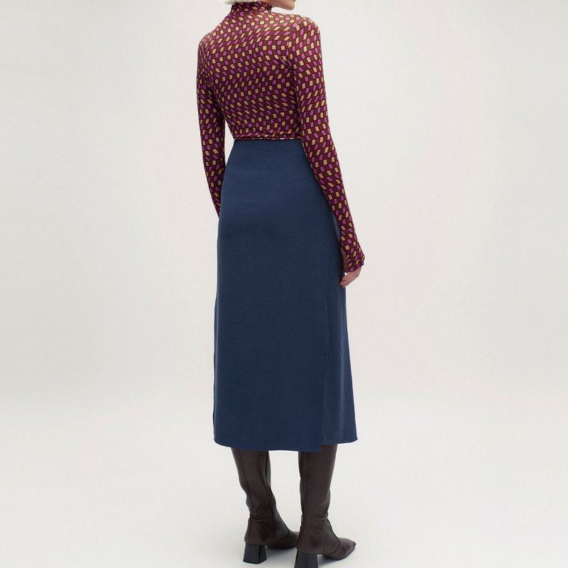 Shop Daige Janice Midi Skirt In Blue