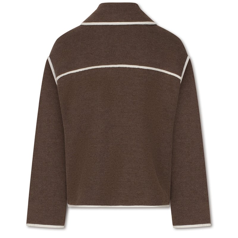 Shop Daige Prairie Knitted Reversible Shacket In Brown