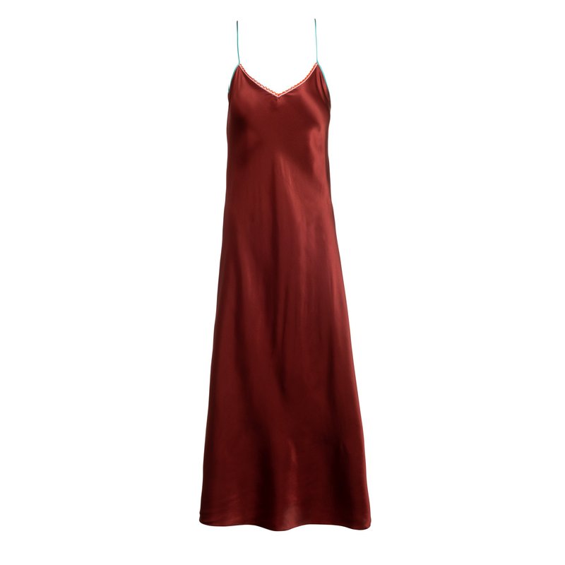 Dannijo Copper Lace-trim Maxi Slip Dress In Brown