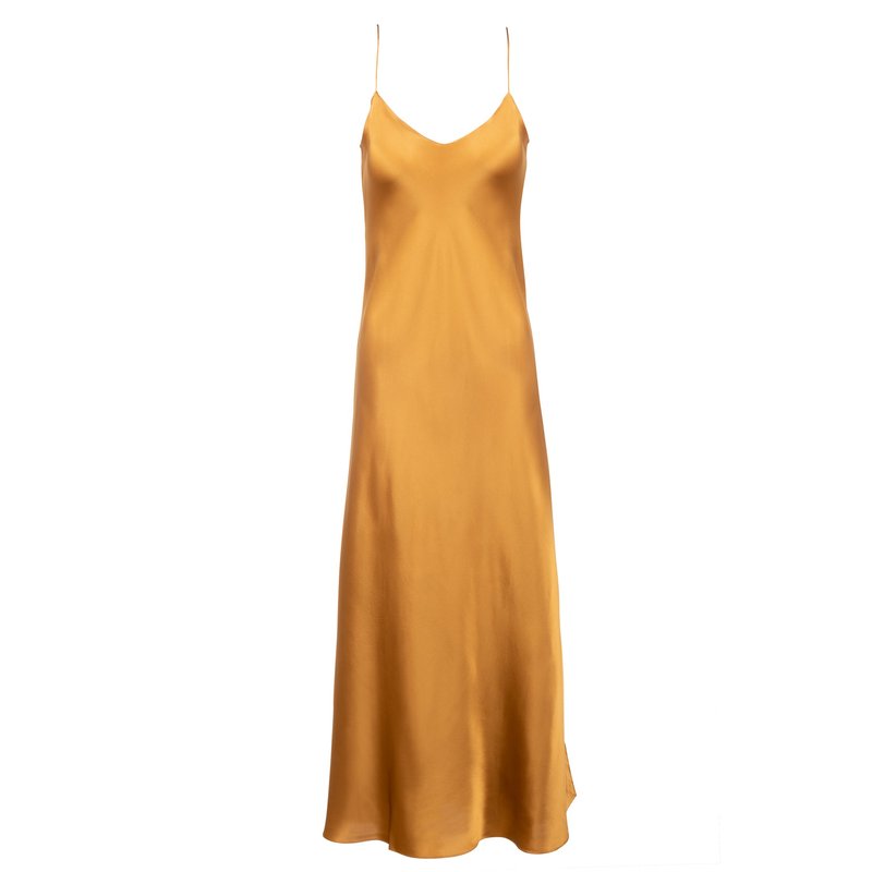 Shop Dannijo New Bronze Mossy Maxi Slip Dress In Orange