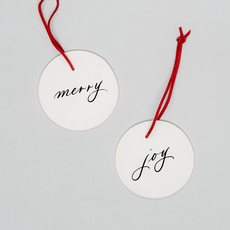 Merry & Joy Ornament Set of Two