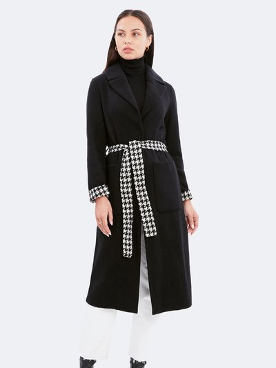 Dawn Levy Celine Double-Face Wrap Coat with Printed Houndstooth Interior product