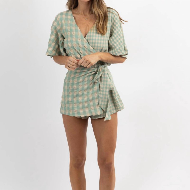 Shop Day + Moon Gingham Wrap Romper In Green