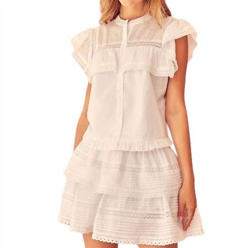 Shop Day + Moon Ruffle Lace Skirt In White