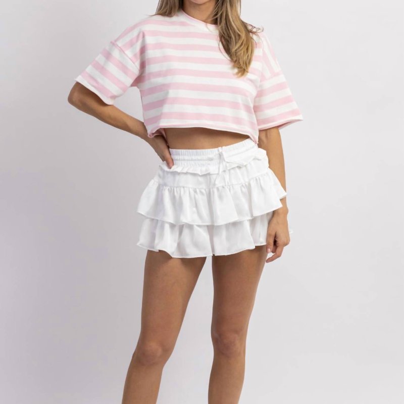 Shop Day + Moon Ruffled Tiered Skort In White