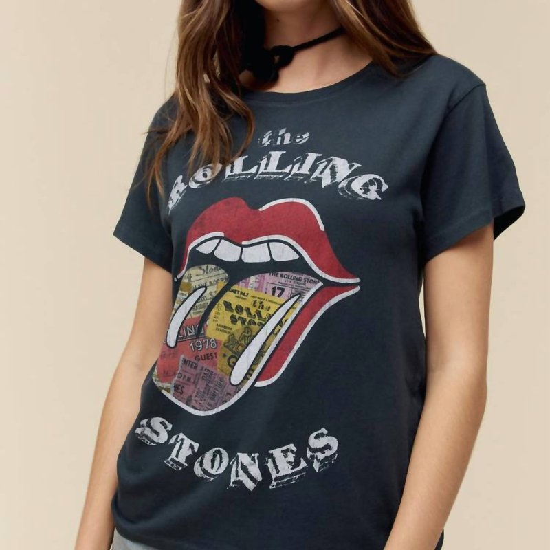 Shop Daydreamer Rolling Stones Ticket Fill Tour Tee In Vintage Black