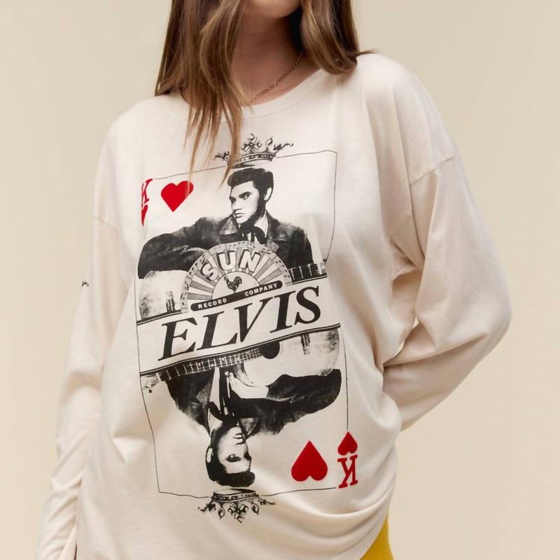 Shop Daydreamer Sun Records X Elvis King Of Hearts Long Sleeve Merch In Dirty White
